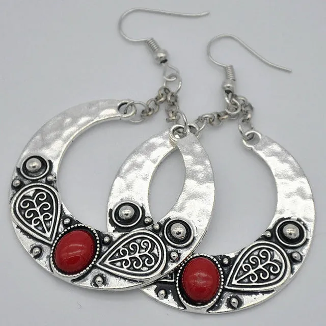 LOVBEAFAS 2017 Fashion Boho Big Drop Earrings For Women Jewelry Brinco Carved Vintage Tibetan Silver Bohemian Long Earrings