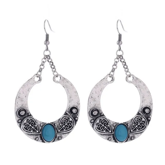 LOVBEAFAS 2017 Fashion Boho Big Drop Earrings For Women Jewelry Brinco Carved Vintage Tibetan Silver Bohemian Long Earrings