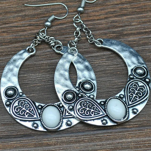 LOVBEAFAS 2017 Fashion Boho Big Drop Earrings For Women Jewelry Brinco Carved Vintage Tibetan Silver Bohemian Long Earrings