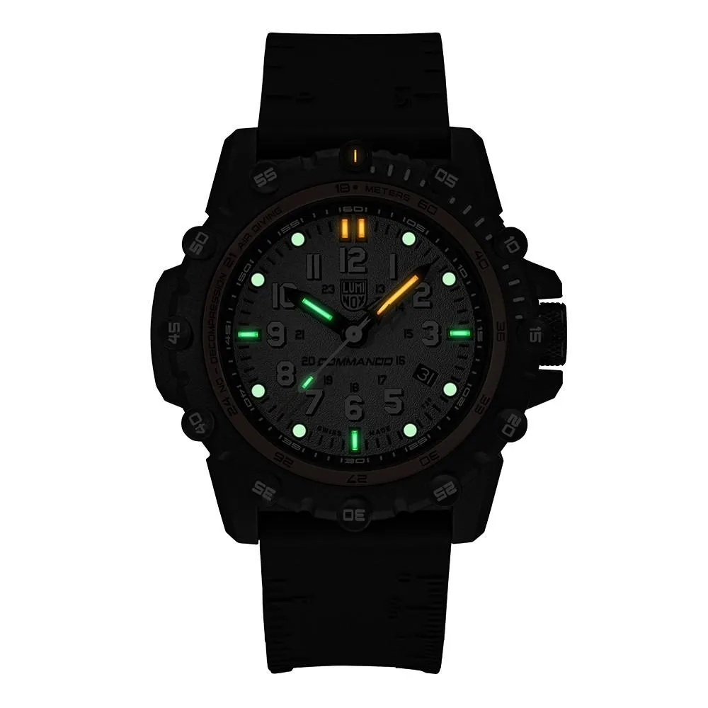 Luminox Men's Commando Frogman 3300 Series Black Rubber Band Grey Dial Quartz Analog Watch - XS.3301