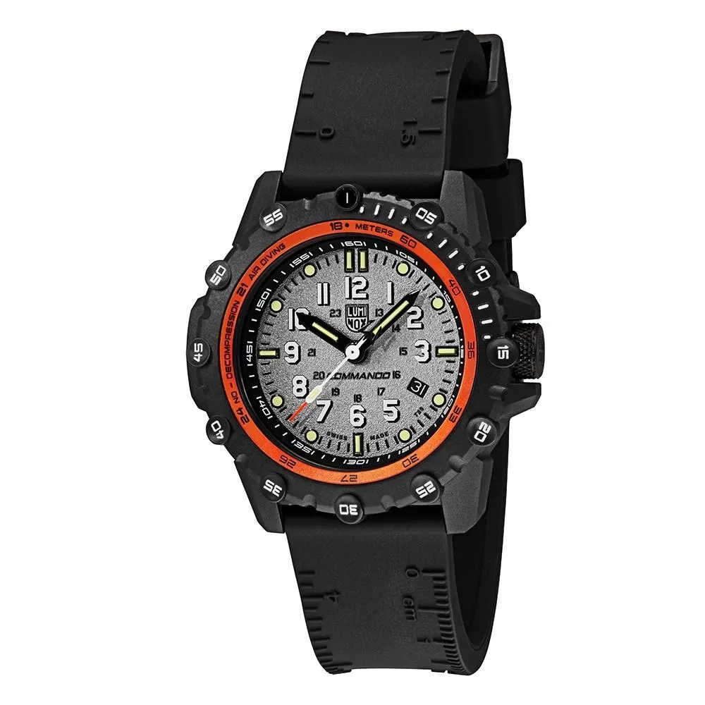 Luminox Men's Commando Frogman 3300 Series Black Rubber Band Grey Dial Quartz Analog Watch - XS.3301