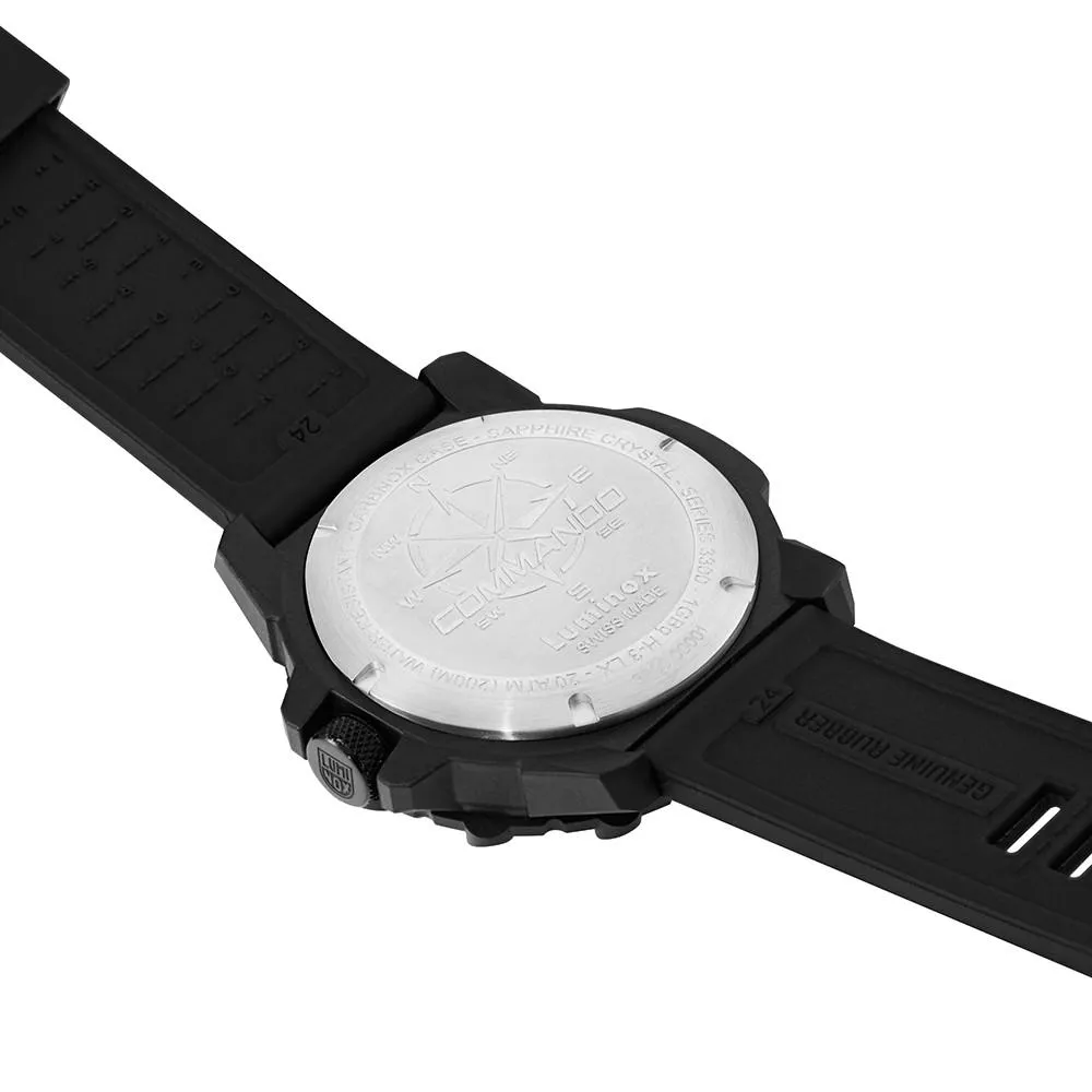 Luminox Men's Commando Frogman 3300 Series Black Rubber Band Grey Dial Quartz Analog Watch - XS.3301
