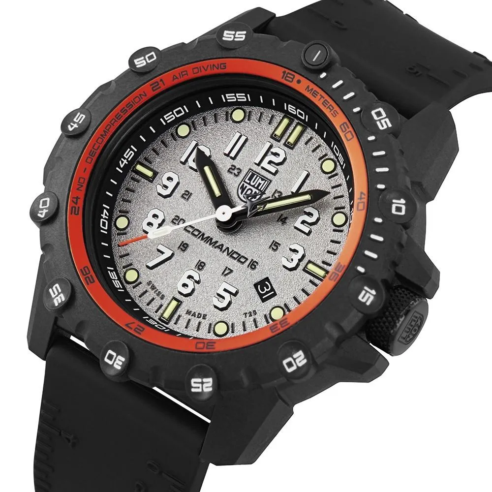 Luminox Men's Commando Frogman 3300 Series Black Rubber Band Grey Dial Quartz Analog Watch - XS.3301