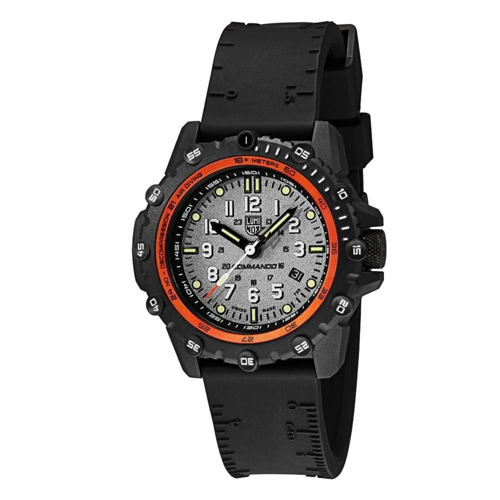Luminox Men's Commando Frogman 3300 Series Black Rubber Band Grey Dial Quartz Analog Watch - XS.3301
