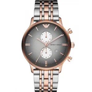 Mens Emporio Armani AR1721 Two Tone Chronograph Watch Grey Dial