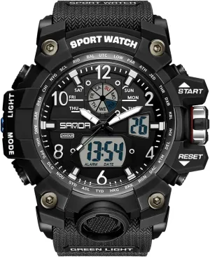 Mens Watches Sports Outdoor Waterproof Military Wrist Watch Date Multi Function Tactics Analog Digital LED Alarm Stopwatch