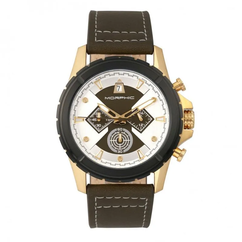 Morphic M57 Series Chronograph Leather-Band Watch