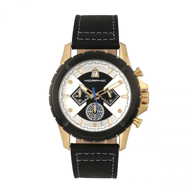 Morphic M57 Series Chronograph Leather-Band Watch