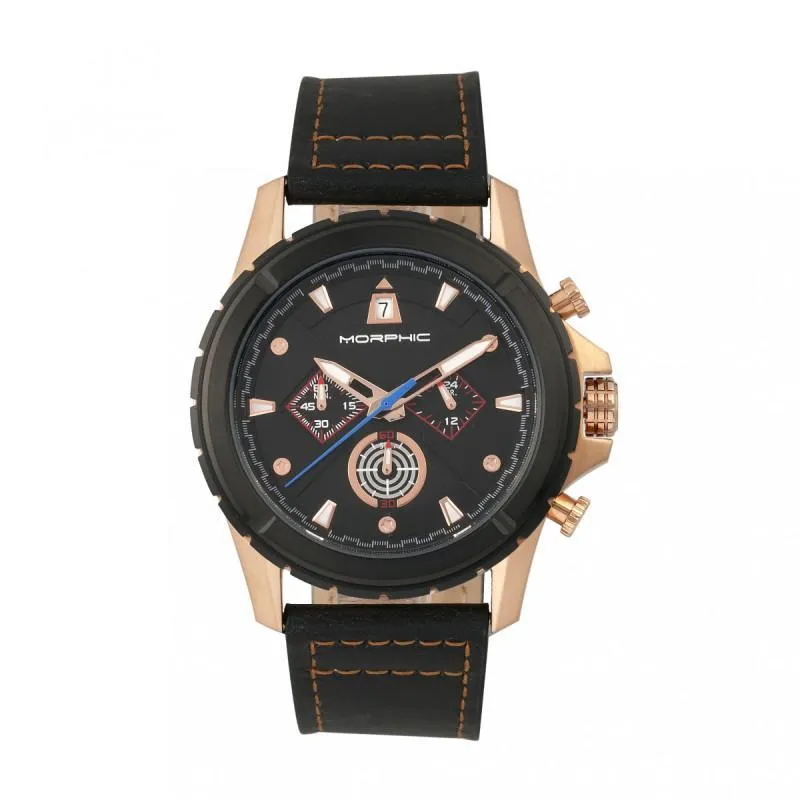 Morphic M57 Series Chronograph Leather-Band Watch