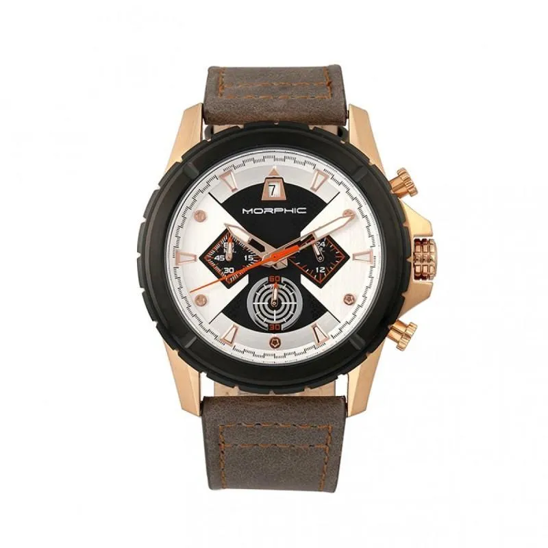 Morphic M57 Series Chronograph Leather-Band Watch