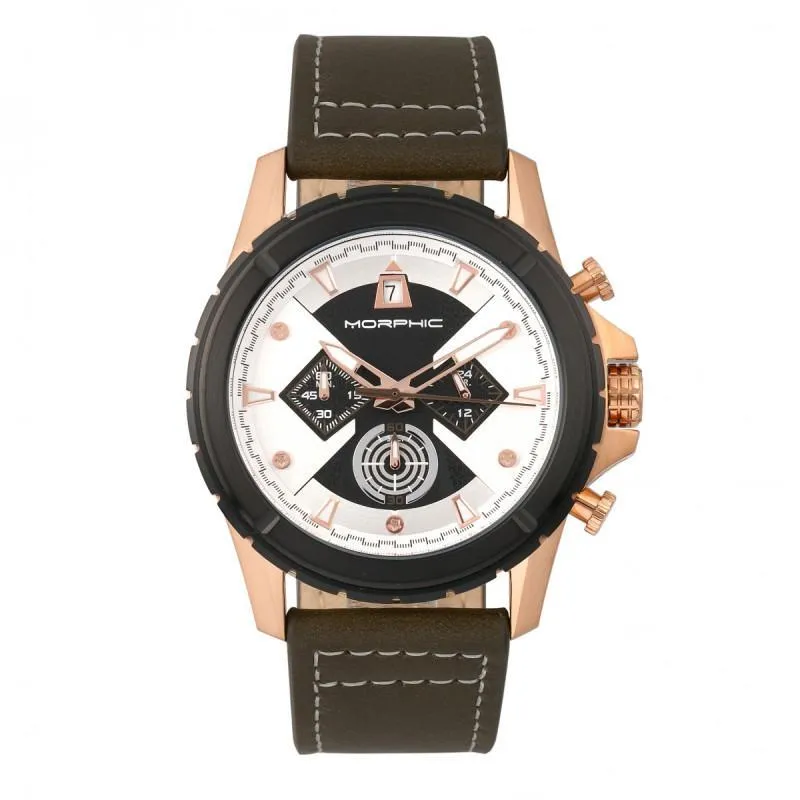 Morphic M57 Series Chronograph Leather-Band Watch