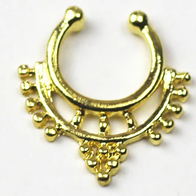 new Gold Silver Color Piercing nose ring Hoop nose For Women faux clip Rings clicker non Body Jewelry e03