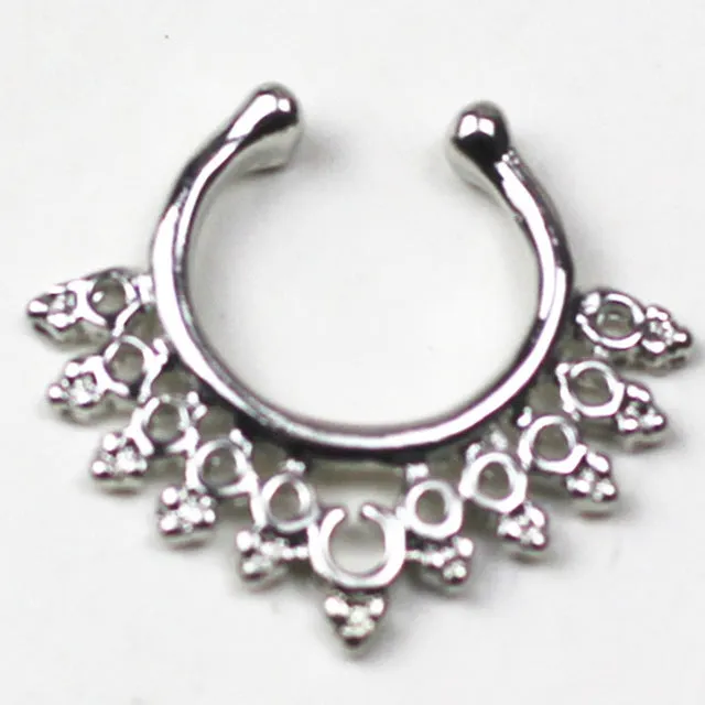 new Gold Silver Color Piercing nose ring Hoop nose For Women faux clip Rings clicker non Body Jewelry e03