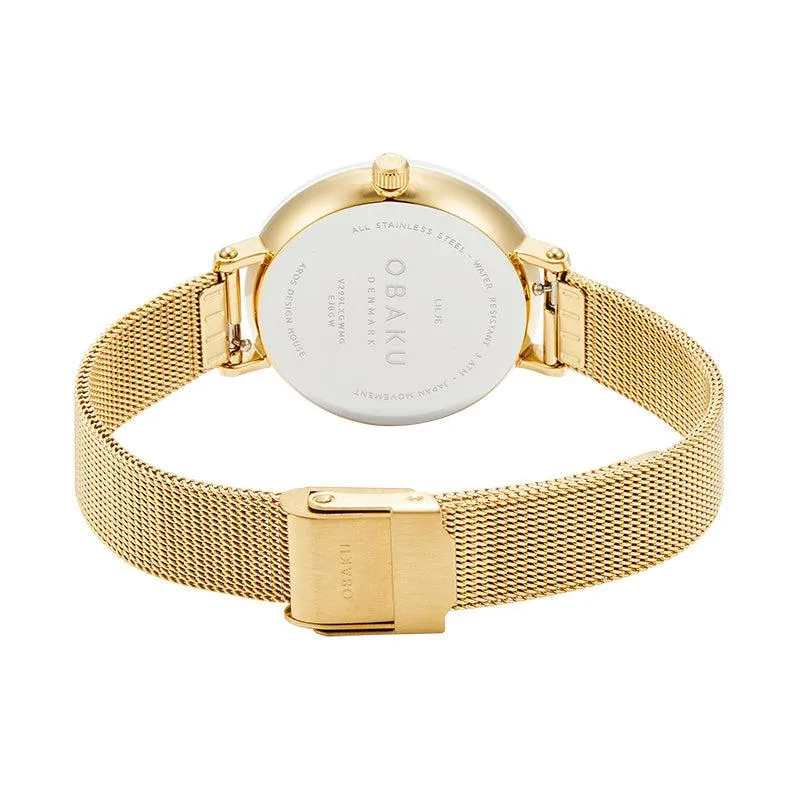Obaku Lilje Gold - White Dial Ladies Watch V299LXGWMG-EJBGW