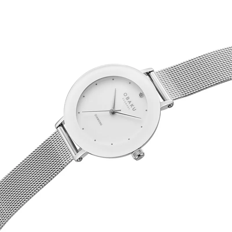 Obaku Lilje Steel - White Dial Ladies Watch V299LXCWMC-EJBCW