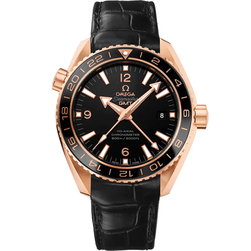Omega Seamaster Planet Ocean 600M 43.5 mm, red gold on leather strap