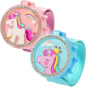 PinkSheep Kids Watches for Girls, 2PCS Unicorn Digital Sport Watches Ages 3-6, Outdoor Cartoon Silicone Slap Bands, Gift for Birthdays & Special Occasions
