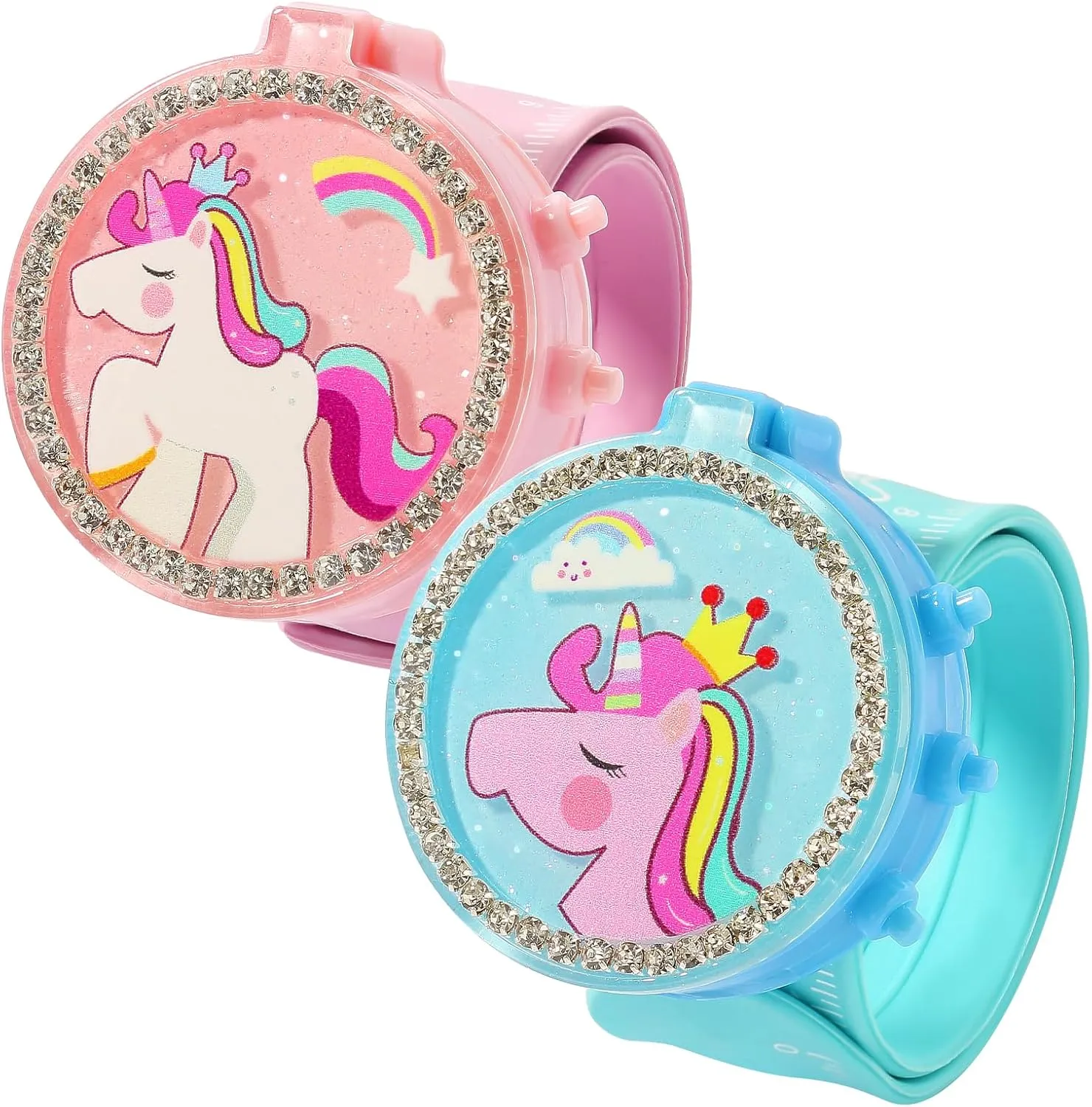 PinkSheep Kids Watches for Girls, 2PCS Unicorn Digital Sport Watches Ages 3-6, Outdoor Cartoon Silicone Slap Bands, Gift for Birthdays & Special Occasions