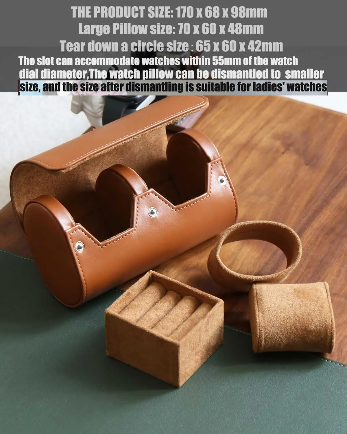 PU Leather Watch & Cufflink Travel Case Combo, Small Watch & Cufflink Ring Organizer, Portable Storage Box For Men Gift