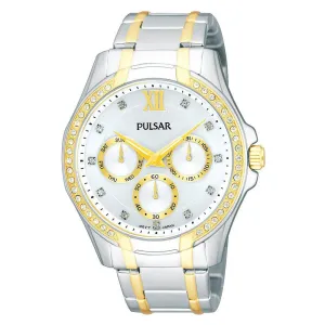 Pulsar Women's Crystal Multifunction Stainless Watch - Two-tone Bracelet - Silver Dial - PP6100