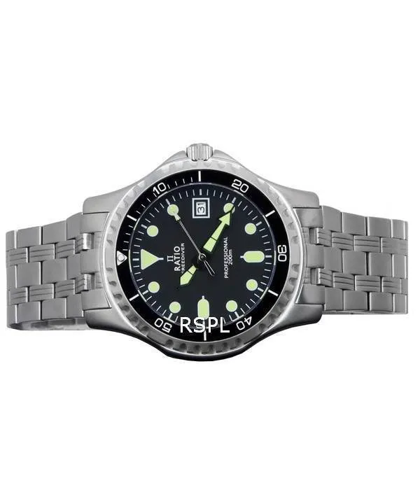 Ratio FreeDiver Professional Sapphire Black Dial Quartz RTF005 200M Men's Watch