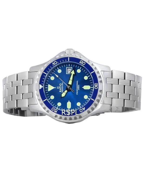 Ratio FreeDiver Professional Sapphire Blue Sunray Dial Quartz RTF007 200M Men's Watch