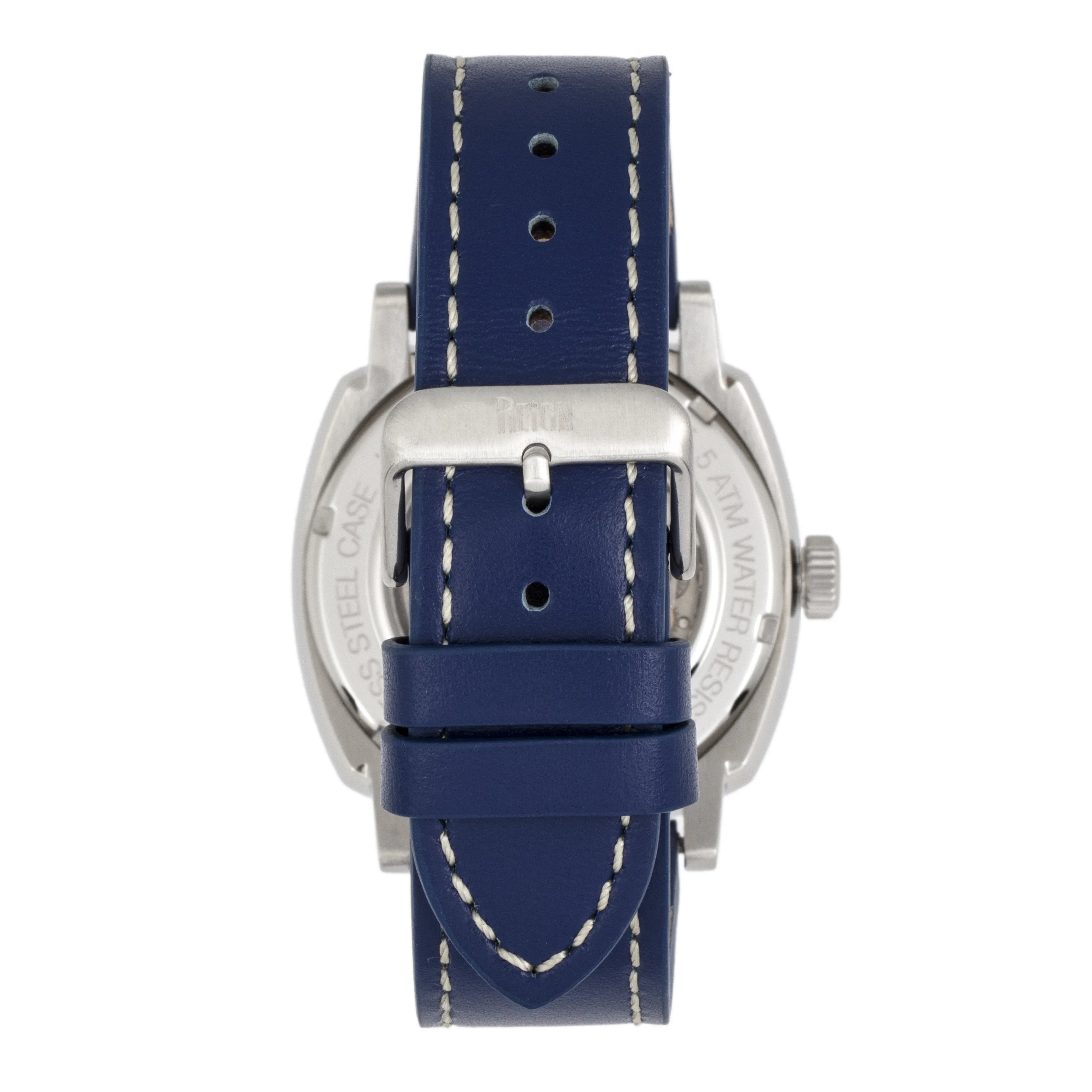 Reign Napoleon Automatic Semi-Skeleton Leather-Band Watch