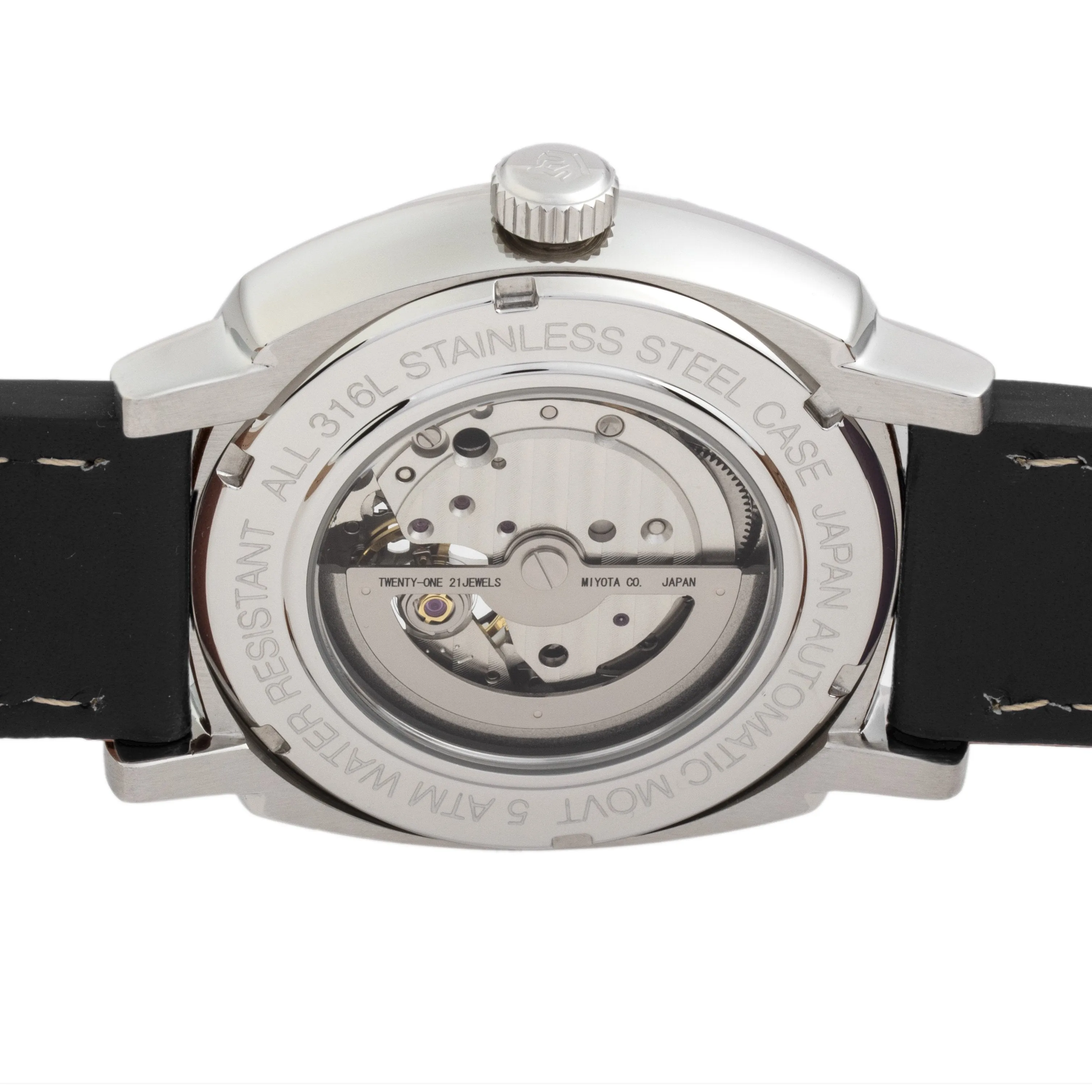 Reign Napoleon Automatic Semi-Skeleton Leather-Band Watch