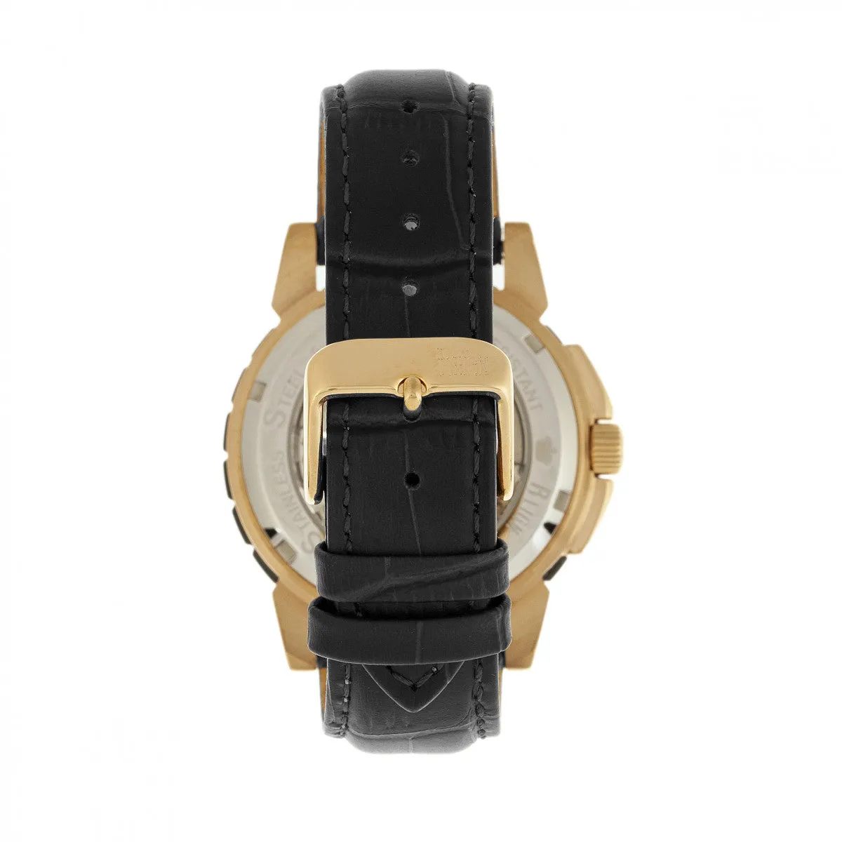 Reign Philippe Automatic Skeleton Leather-Band Watch - Gold/Black
