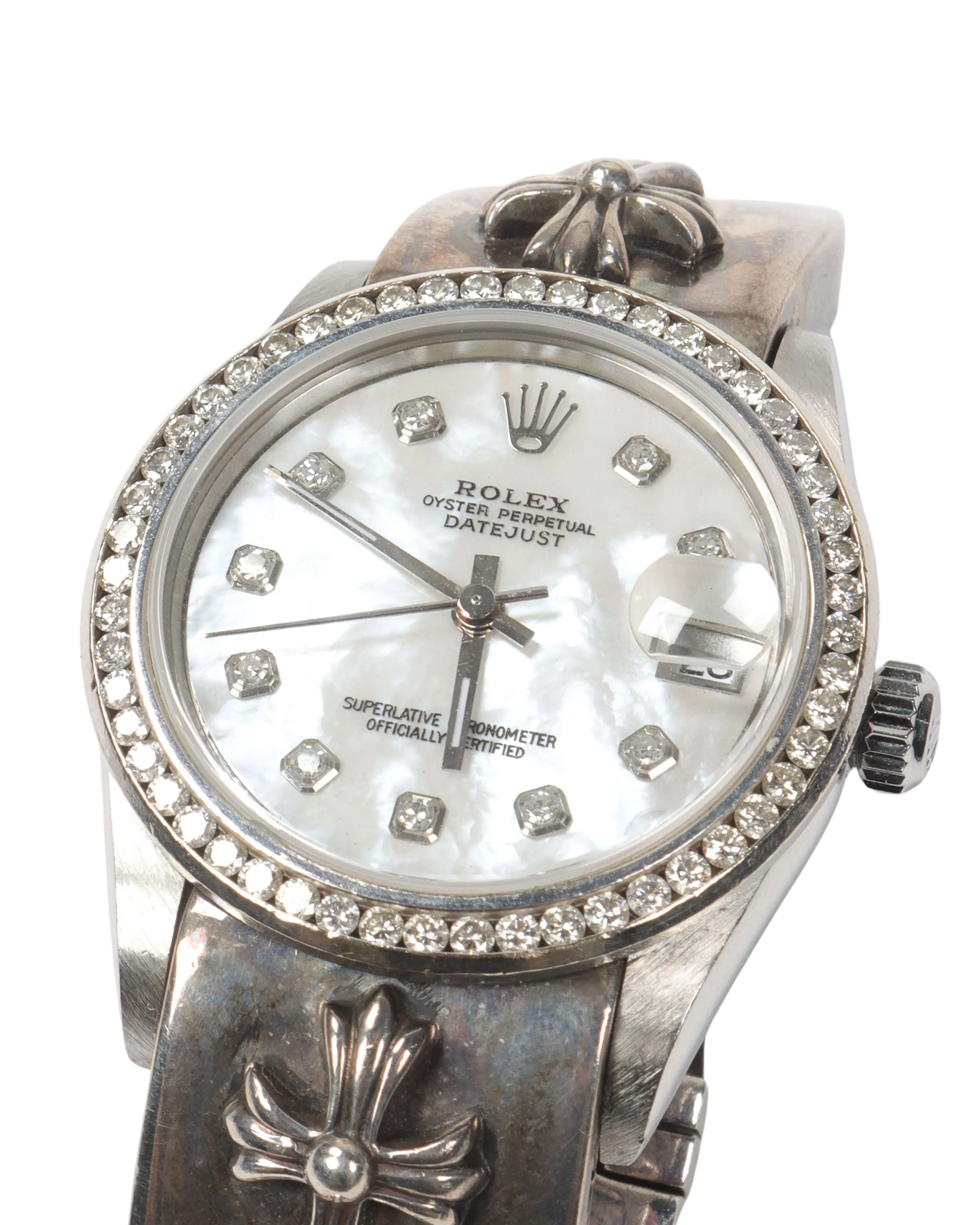 Rolex Silver & Diamond Mother of Pearl Datejust