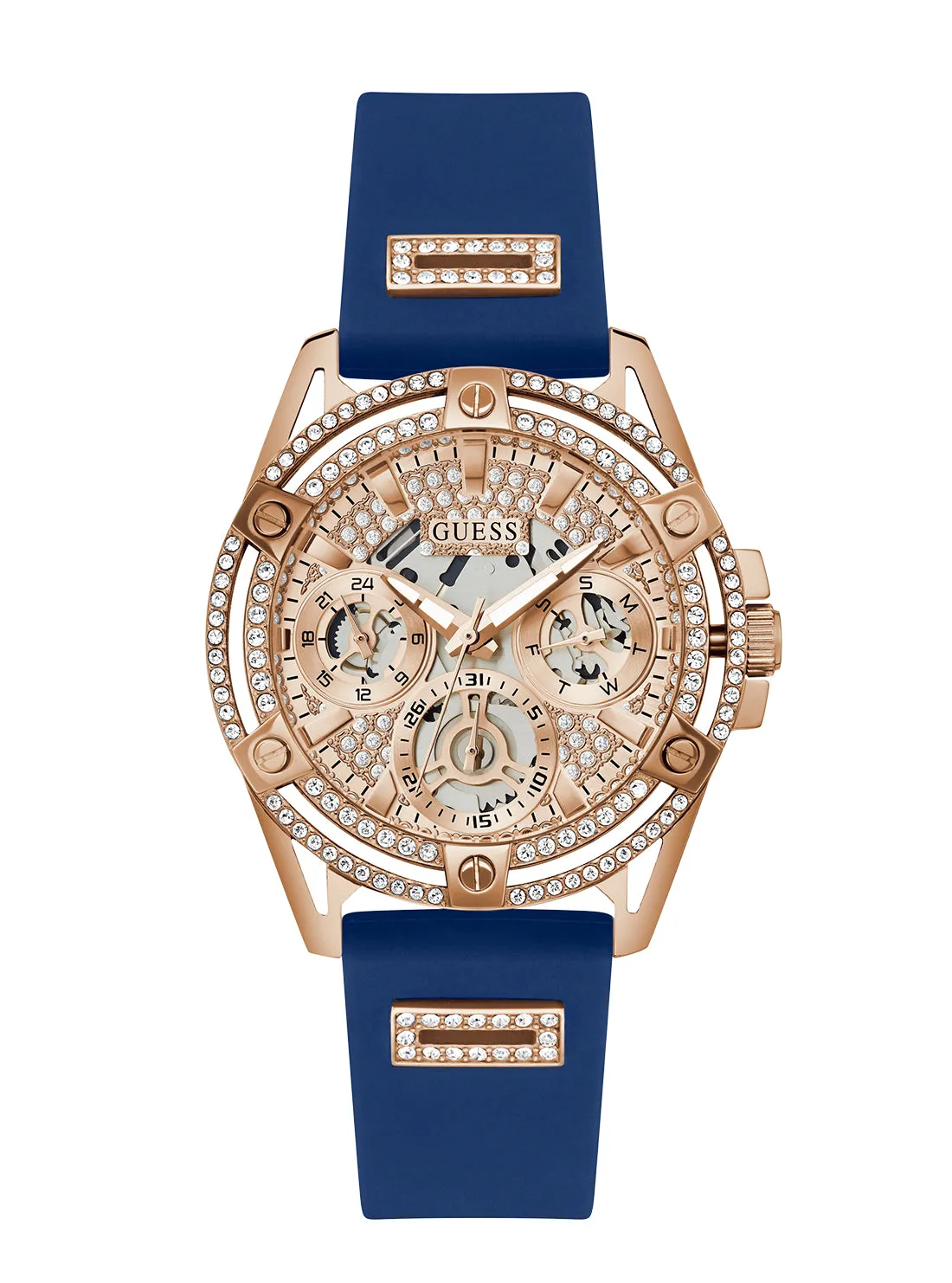 Rose Gold Blue Queen Silicone Watch