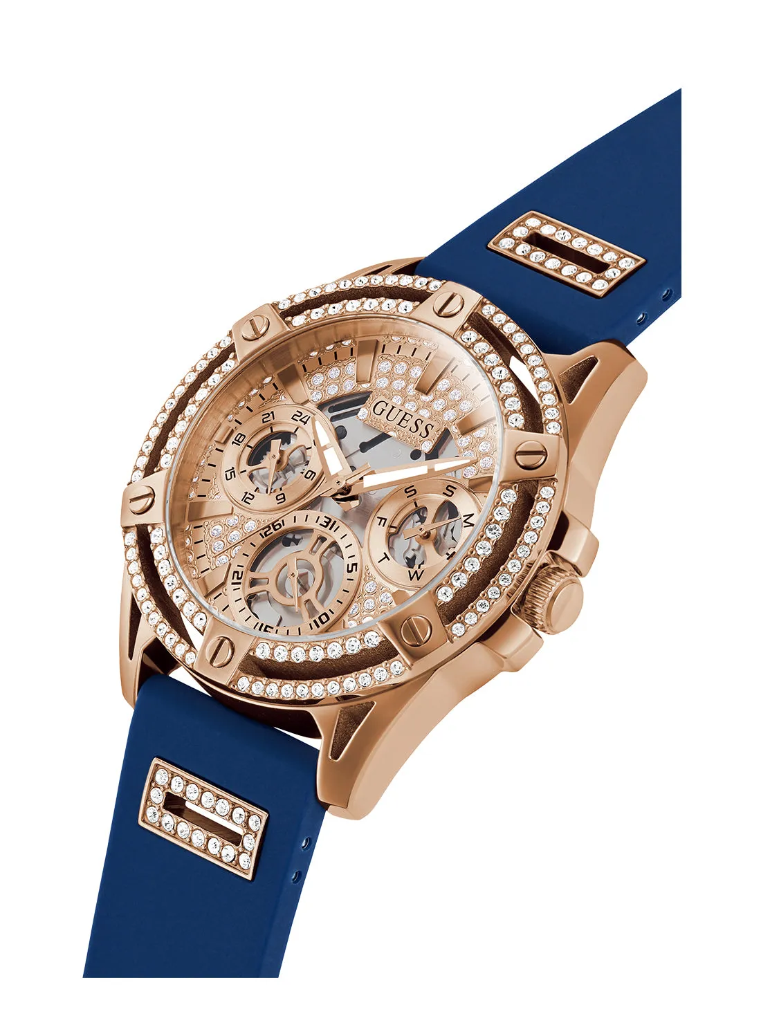 Rose Gold Blue Queen Silicone Watch