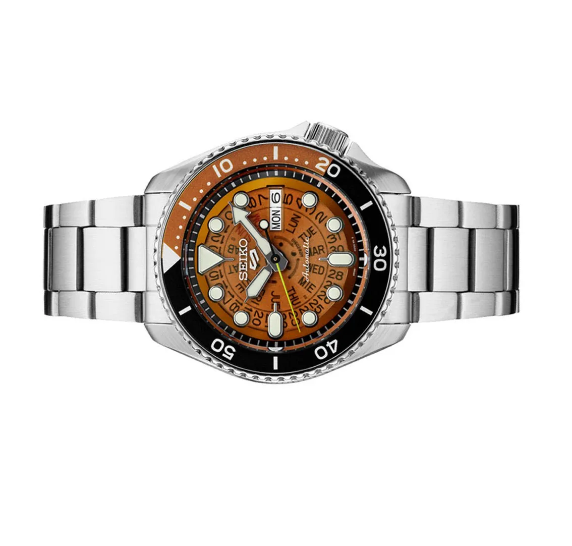 Seiko-5 Sports "Time-Sonar" Watch with Brown See-Thru Dial SRPJ47