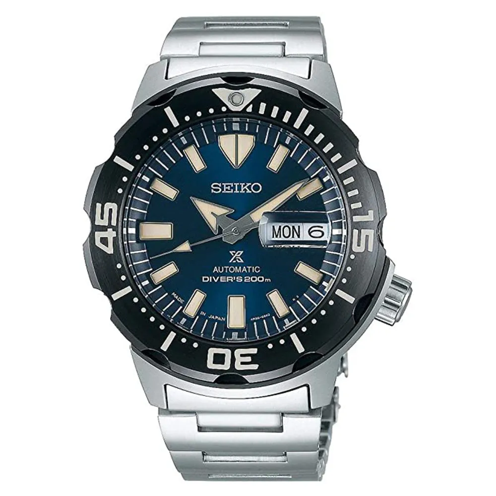Seiko Mens Prospex Monster Blue Dial Stainless Steel Analog Watch - SRPD25