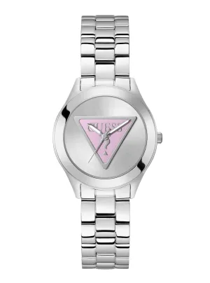Silver Tri Plaque Pink Link Watch