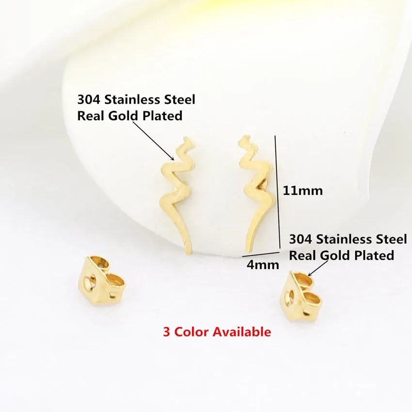 Simple Tiny Wave Stud Earrings For Women Stainless