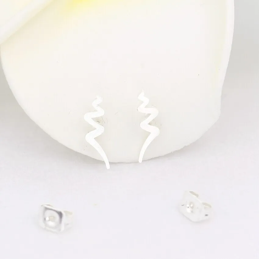 Simple Tiny Wave Stud Earrings For Women Stainless