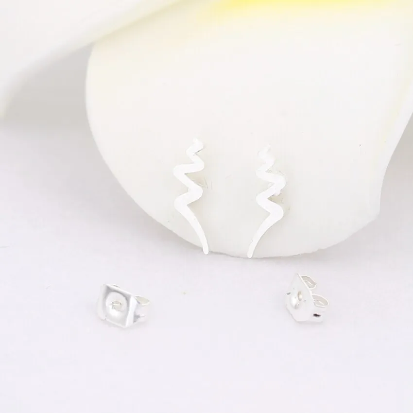 Simple Tiny Wave Stud Earrings For Women Stainless
