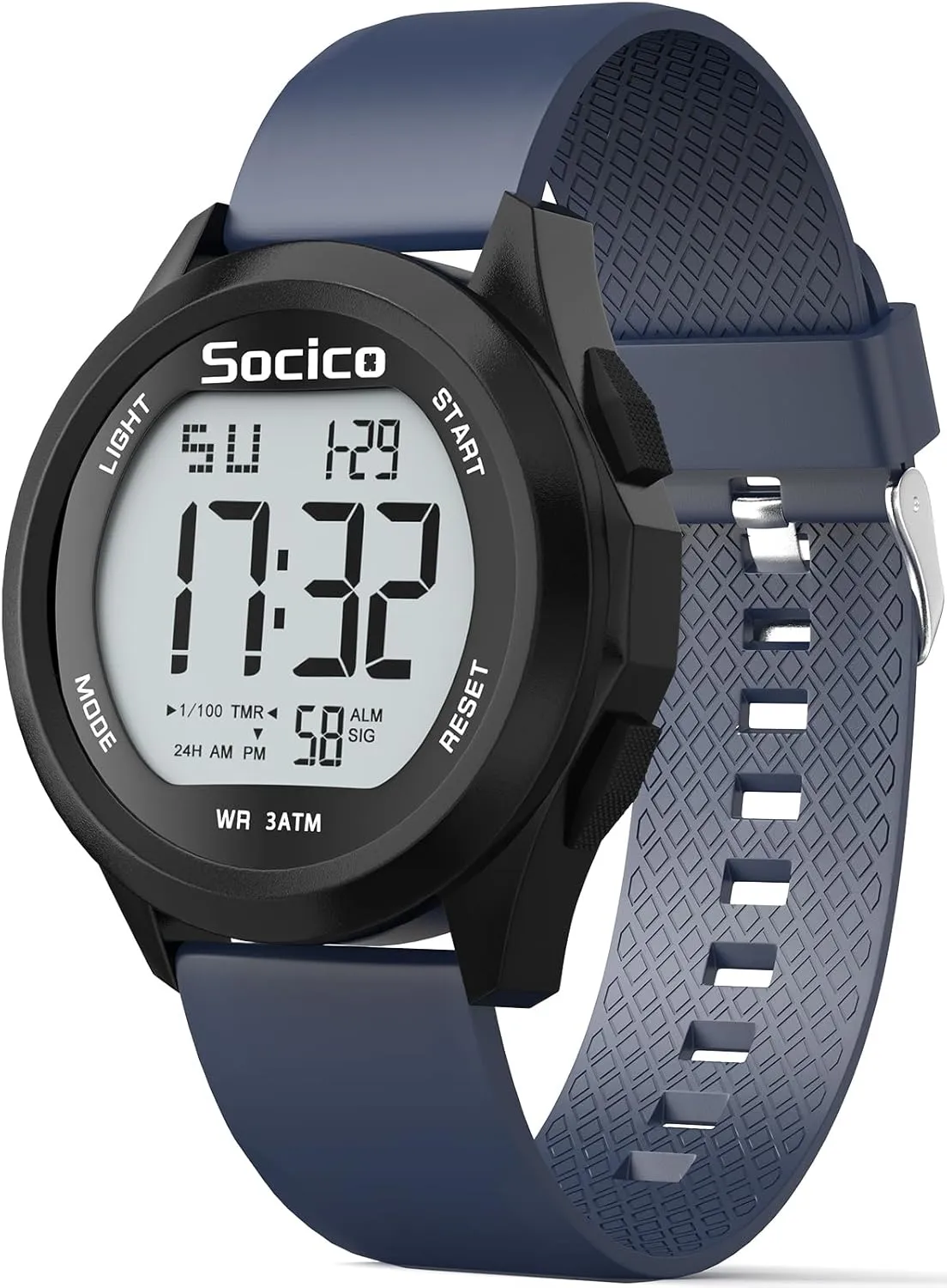 SOCICO Mens Digital Watch Sports Waterproof Outdoor Large Face Military Watches with Stopwatch Back Light Alarm Date Display