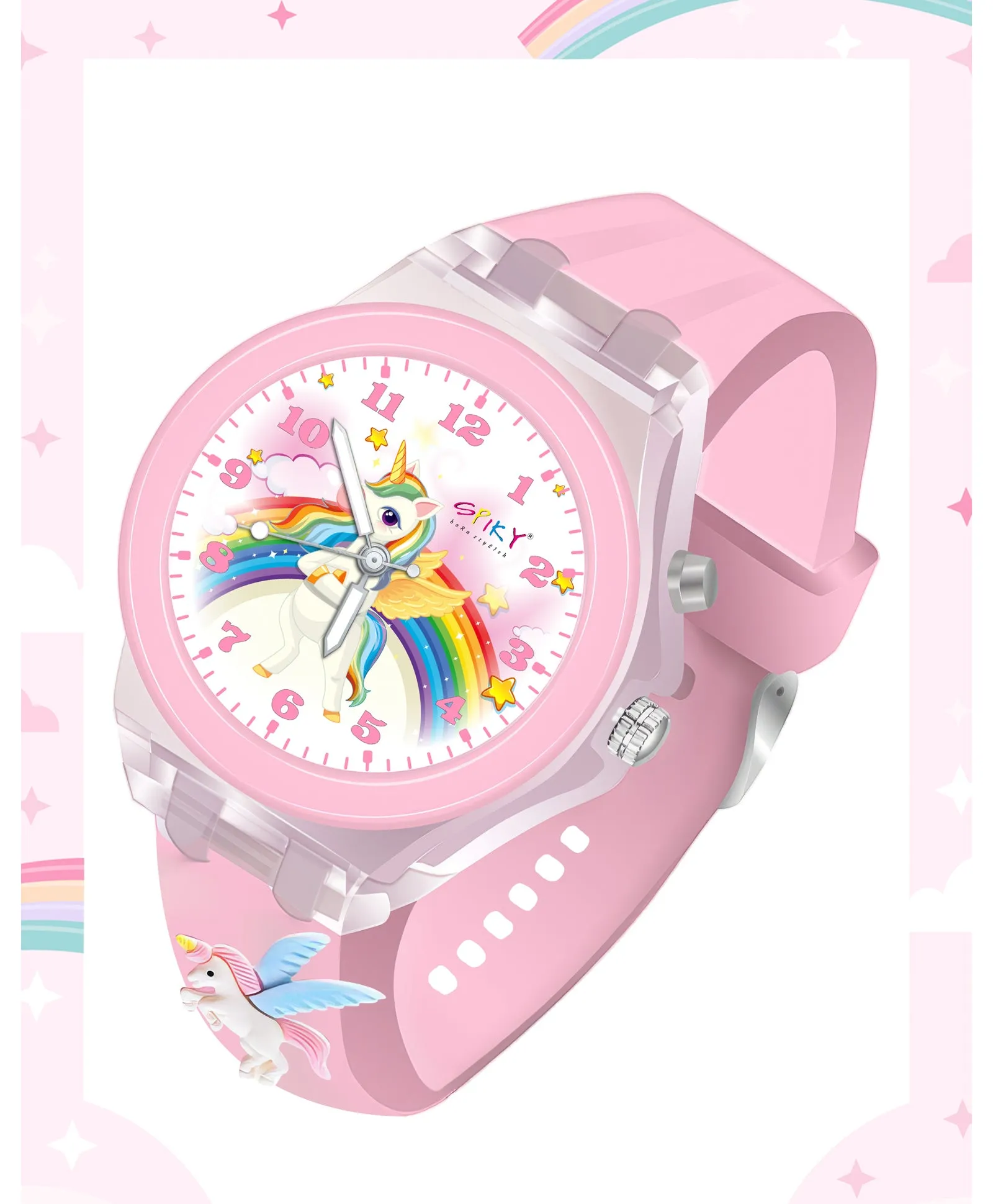 Spiky 3D Cartoon Analog Light Watch for Kids Boys & Girls - Black