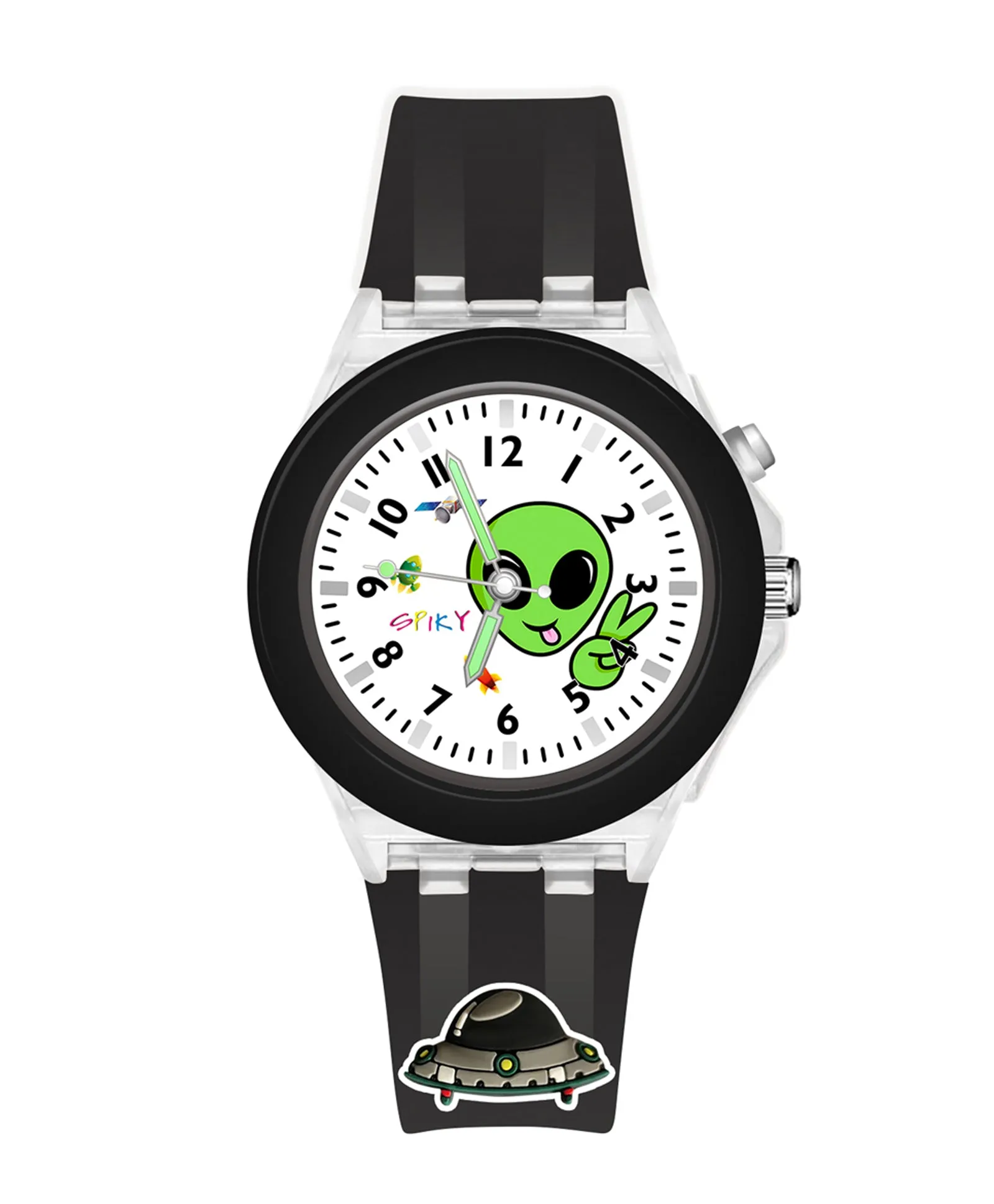 Spiky 3D Cartoon Analog Light Watch for Kids Boys & Girls - Black