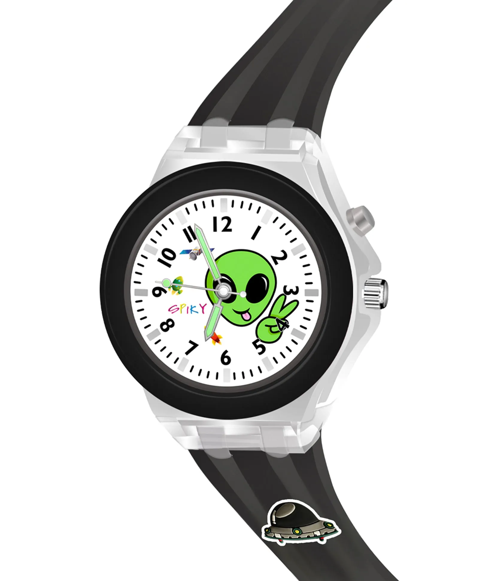 Spiky 3D Cartoon Analog Light Watch for Kids Boys & Girls - Black