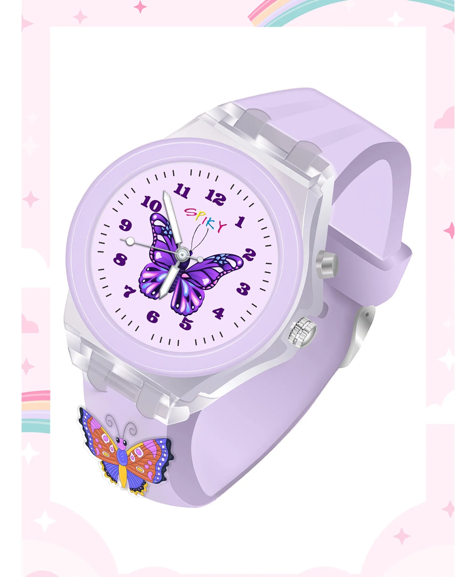 Spiky 3D Cartoon Analog Light Watch for Kids Boys & Girls - Black