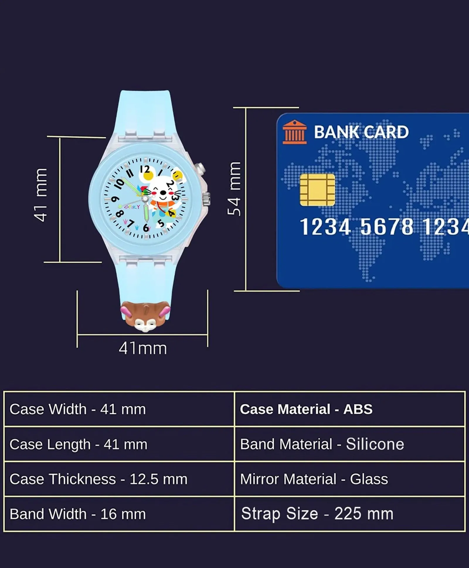 Spiky 3D Cartoon Analog Light Watch for Kids Boys & Girls - Black