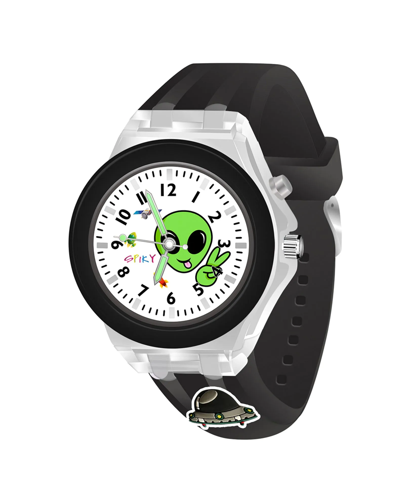 Spiky 3D Cartoon Analog Light Watch for Kids Boys & Girls - Black