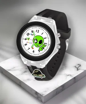 Spiky 3D Cartoon Analog Light Watch for Kids Boys & Girls - Black