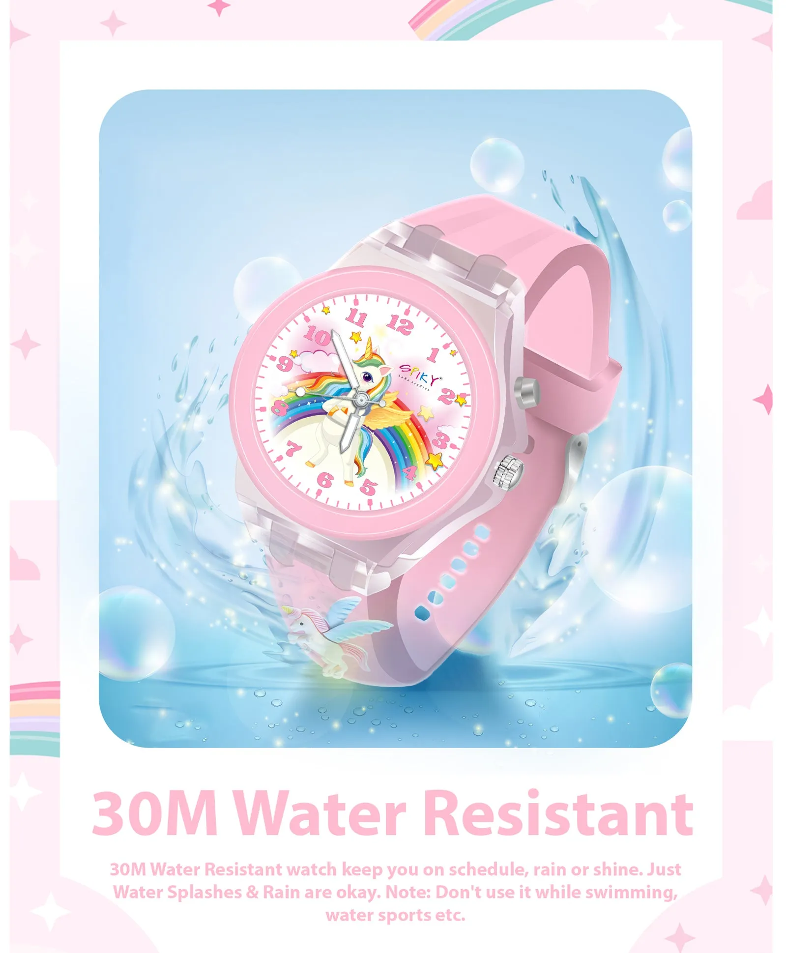 Spiky 3D Cartoon Analog Light Watch for Kids Boys & Girls - Black