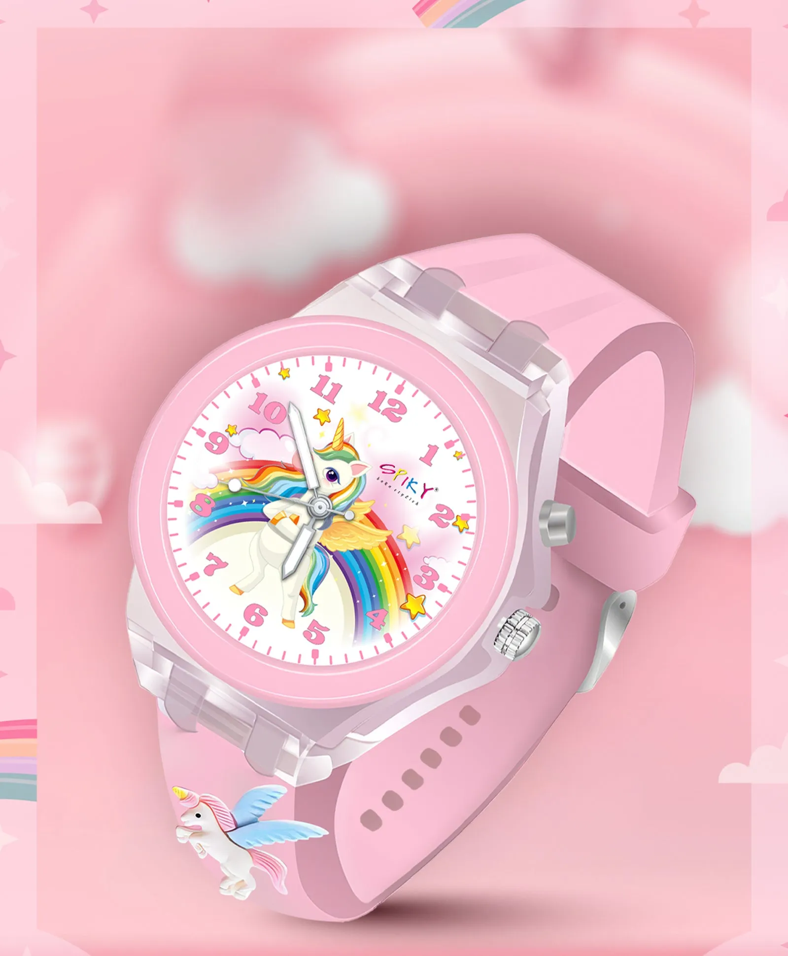 Spiky 3D Cartoon Analog Light Watch for Kids Boys & Girls - Black