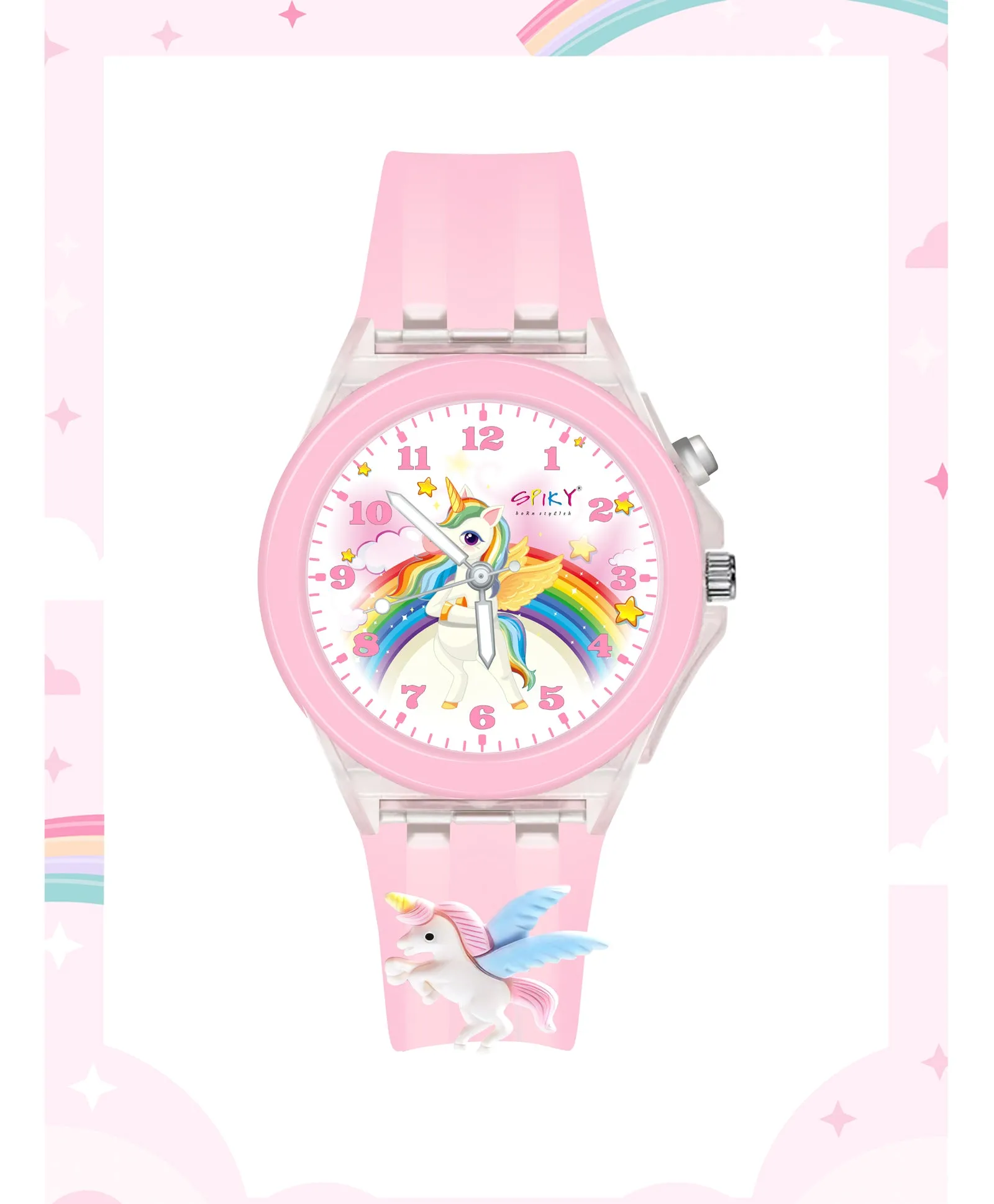 Spiky 3D Cartoon Analog Light Watch for Kids Boys & Girls - Black