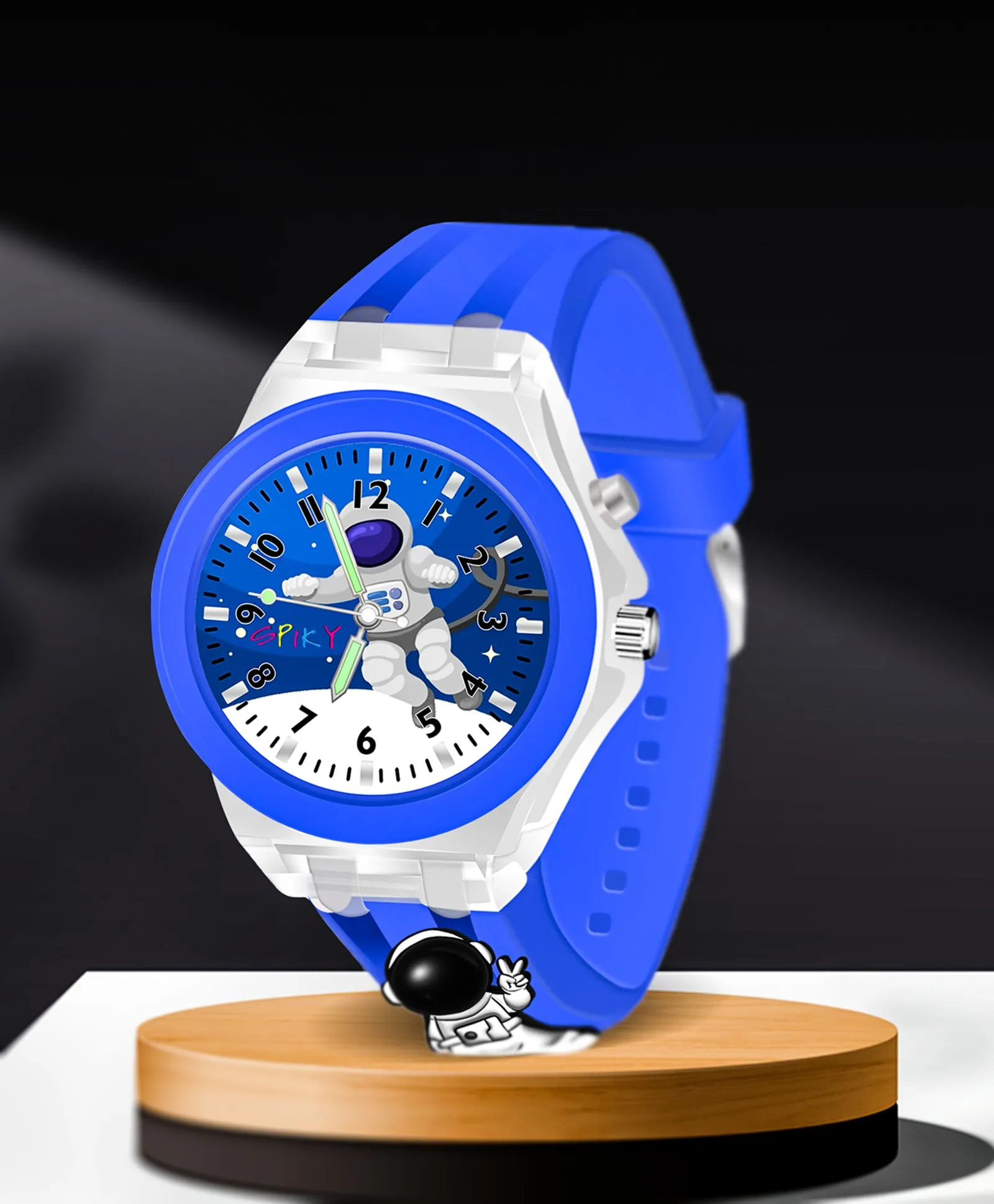 Spiky 3D Cartoon Analog Light Watch for Kids Boys & Girls - Black